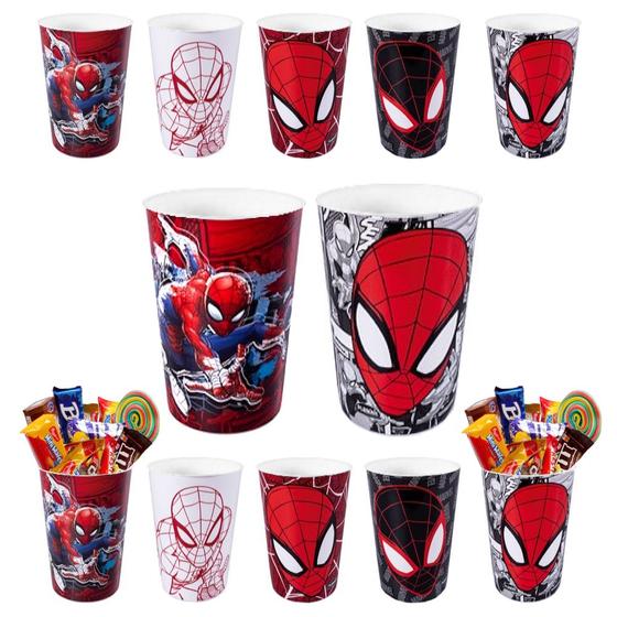 Imagem de Kit com 6 Copos Homem Aranha de 320ml Plasútil Festa Crianças