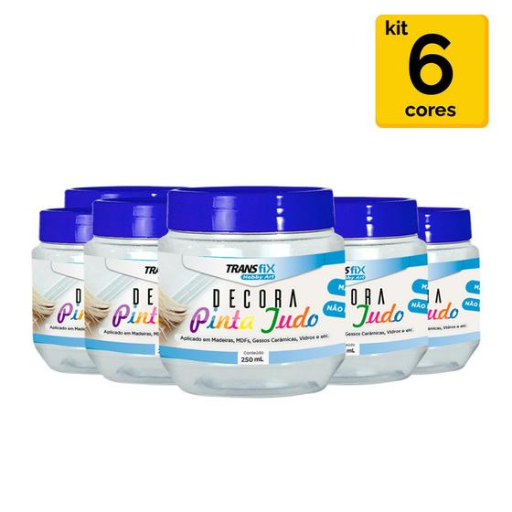Imagem de Kit Com 6 Cores Pinta tudo Tintas Hobby Art 250ML