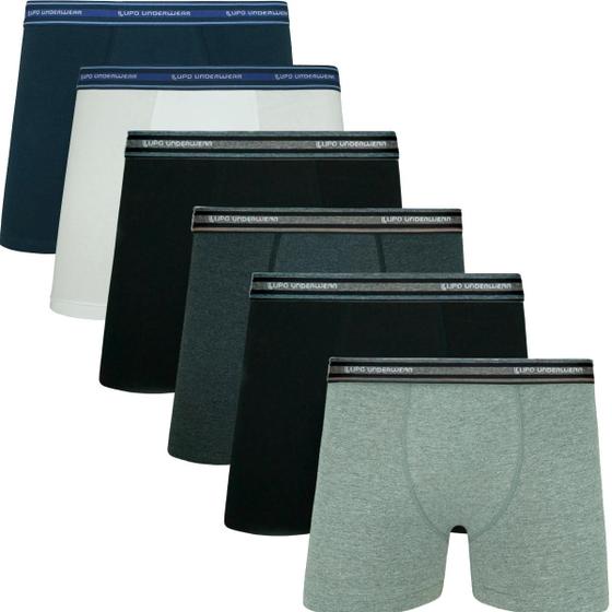 Imagem de  Kit Com 6 Cuecas Boxer Box Original Lupo De Algodão Cotton Com Elastano E Cós Estampado