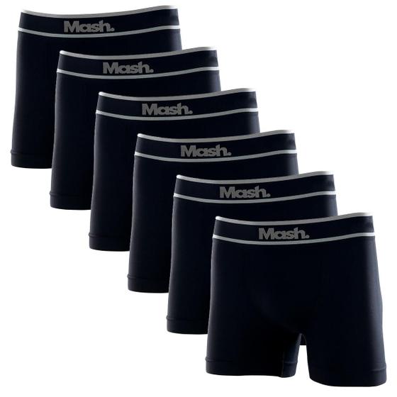 Imagem de Kit Com 6 Cuecas Boxer Microfibra Sem Costura Logo Mash