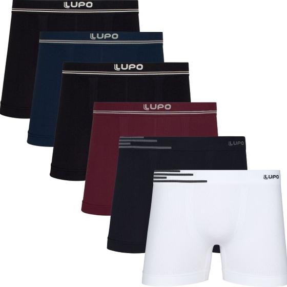 Imagem de Kit Com 6 Cuecas Microfibra Masculino Boxer Box Original Lupo Básico Sem Costura Cores Básicas