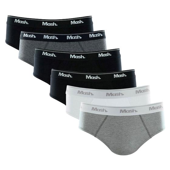 Kit com 6 Cuecas Slip Cotton Algodão Mash Menor preço em Kit com 6 Cuecas Slip Cotton Algodão Mash