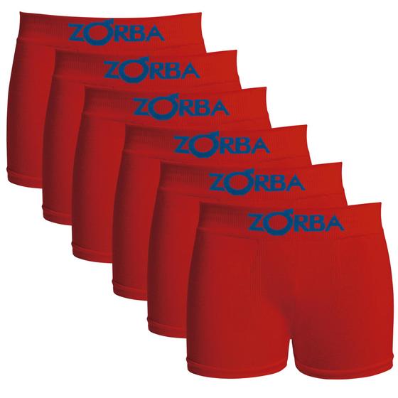 Imagem de Kit com 6 Cuecas Zorba Boxer Algodão Sem Costura Infantil 678 Vermelho