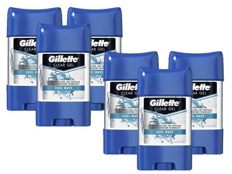 Imagem de Kit com 6 Desodorantes Gillette Antitranspirante Clear Gel Cool Wave 82g