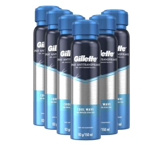 Imagem de Kit com 6 Desodorantes Spray Gillette Cool Wave 150ml