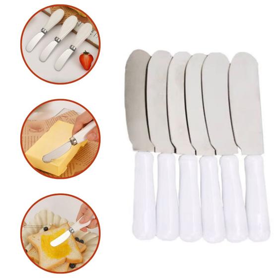 Imagem de Kit Com 6 Espátulas de Aço Inox Para Manteiga, Patê e Geleia