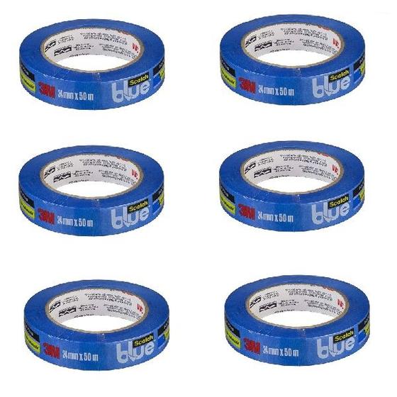 Imagem de Kit com 6 Fita Crepe Blue Tape Profissional 3M 24MM X 50M