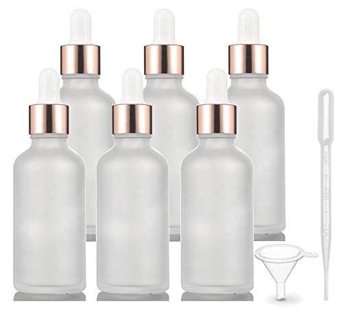 Imagem de Kit com 6 Frascos de Vidro Fosco para Óleo Essencial - 50ml com Conta-Gotas e Funil