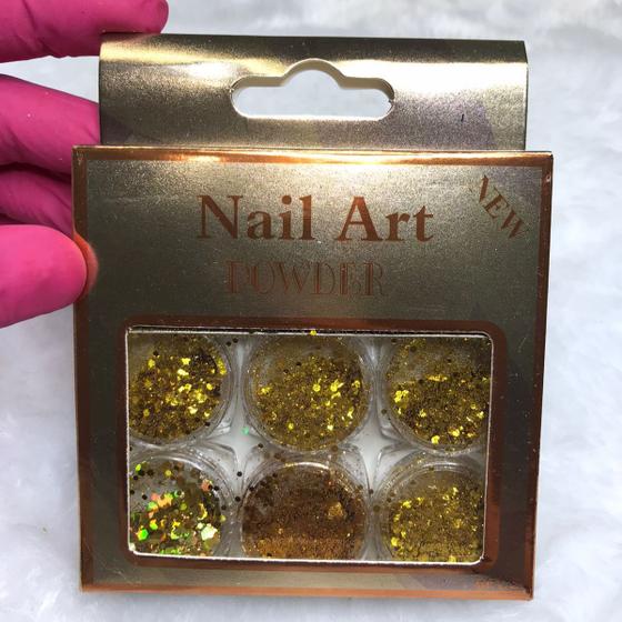 Imagem de Kit com 6 Glitters Para Decoração De Unhas Nail Art