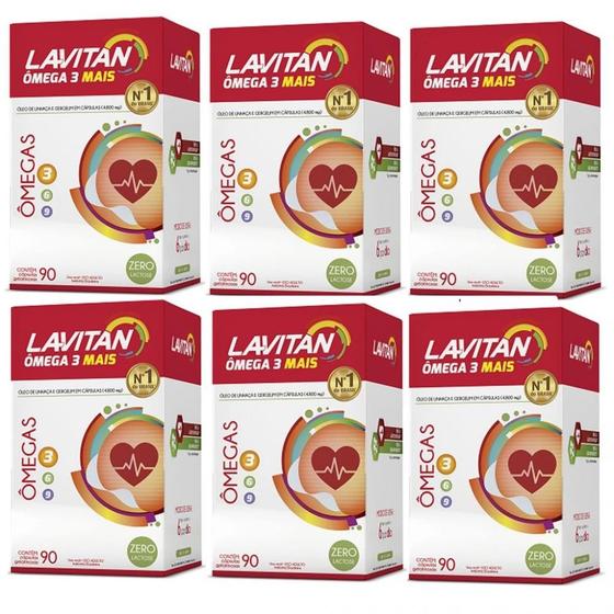 Kit com 6 Lavitan Omega 3 Mais com 90 Capsulas Gelatinosas Cimed Ômega 3, 6, 9 Magazine Luiza