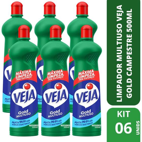 Imagem de Kit com 6 Limpadores Veja Multiuso Campestre Squeeze 500Ml