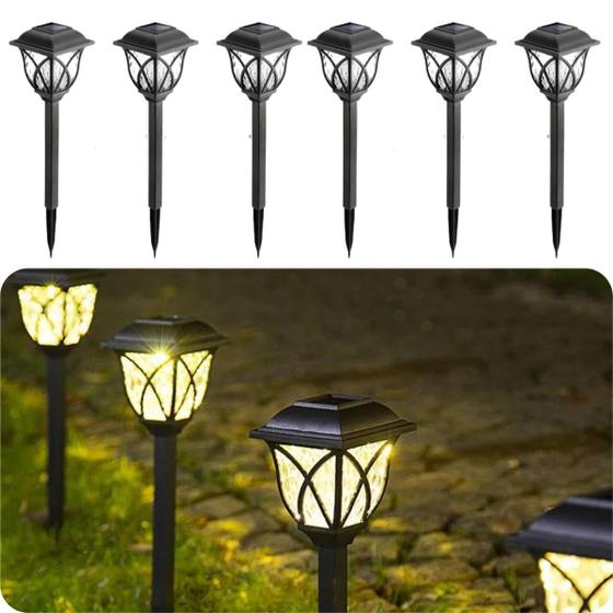Kit Com 6 Luminárias Espeto Estaca Solar Colonial Mini Poste Sem Fio