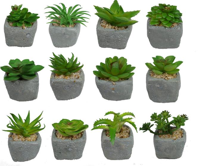Imagem de Kit Com 6 Mini Suculenta Artificial Com Vaso - Decoração