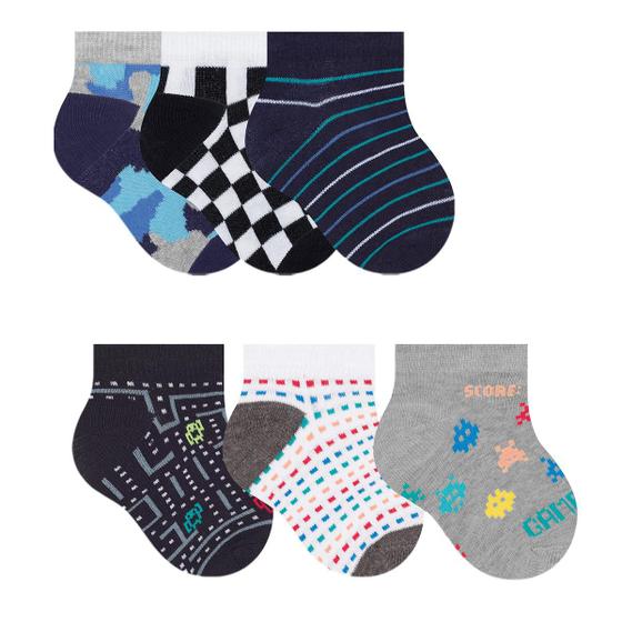 Imagem de Kit Com 6 Pares De Meias Lisas Para Crianças Kids Com Cano Baixo