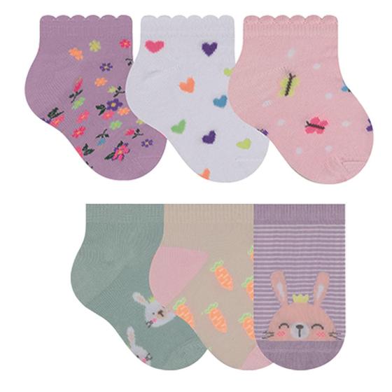 Imagem de Kit Com 6 Pares De Meias Lisas Para Crianças Kids Com Cano Baixo