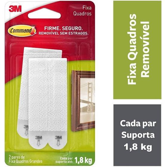 Imagem de Kit com 6 Pares Fixa Quadros Adesivo Command Grande ATE 1,8KG