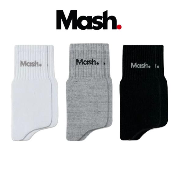 Imagem de Kit Com 6 Pares Meias Mash Masculina Cano Médio Algodão Cotton