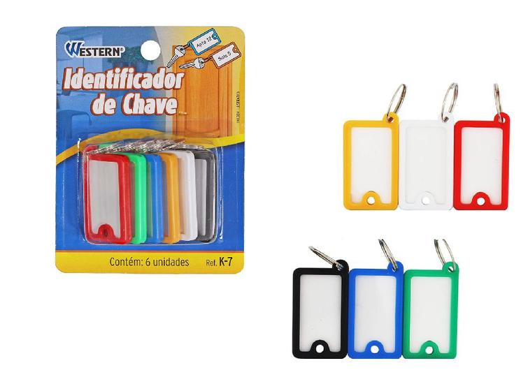 Imagem de Kit com 6 Peças de Chaveiro com Identificador de Chave Colorido