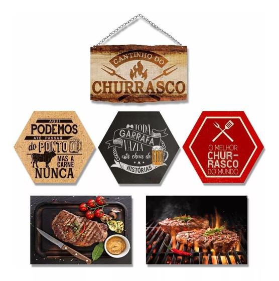 Imagem de Kit Com 6 Placas Decorativas Em Mdf - Tema Churrasco