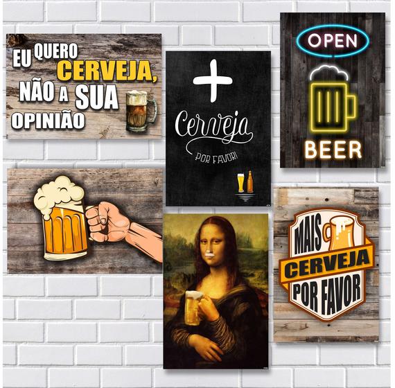 Imagem de Kit Com 6 Placas Em Mdf - Frases De Boteco - R+ Adesivos