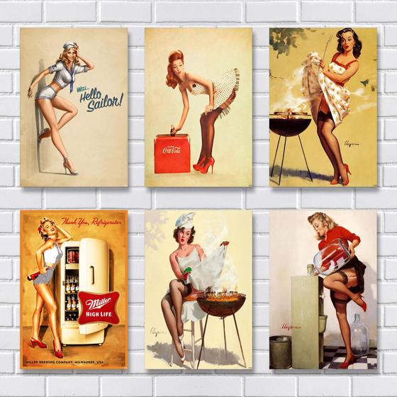 Imagem de Kit Com 6 Placas Em Mdf - Retrô - Vintage - R+ Adesivos