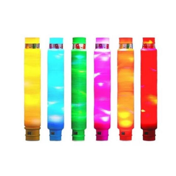 Imagem de kit com 6 Pop Tube Grande de Brinquedo com LED  Tubo Sensorial Luminoso Cores Variadas