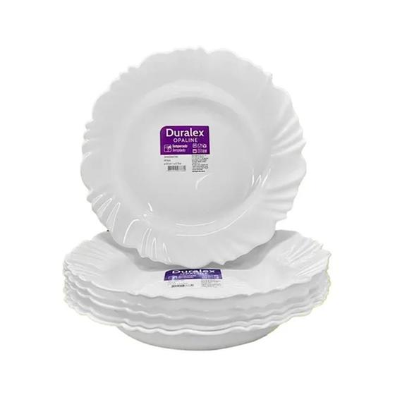 Kit Com 6 Pratos De Vidro Pétala Branco Opaline Duralex Menor preço em Kit Com 6 Pratos De Vidro Pétala Branco Opaline Duralex