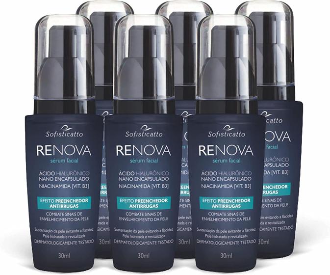 Imagem de Kit Com 6 - Renova Sérum Facial Preenchedor Antirrugas + Ácido Hialurônico 30ml Sofisticatto