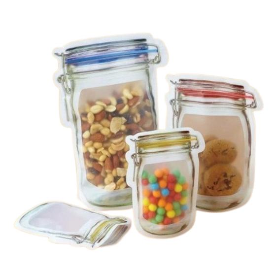 Imagem de Kit Com 6 Sacos Zip Lock Reutilizável Saco Desenho Pote Hermético