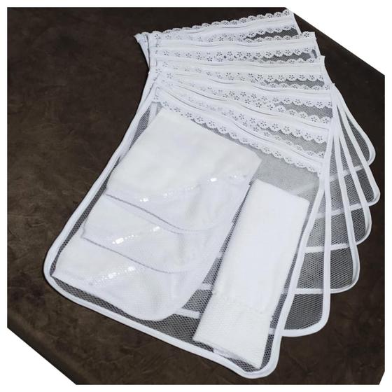 Kit com 6 Saquinho Maternidade com Zíper Tule Reforçado - Mãe e Filho Enxovais Imagem de Kit com 6 Saquinho Maternidade com Zíper Tule Reforçado