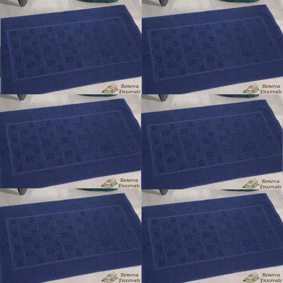 Imagem de Kit com 6 Toalha de Piso para Banheiro Tapete Atoalhado para Chão Geométrico - 100% Algodão - 44 x 66 cm