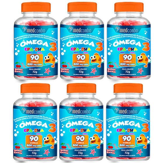 Kit Com 6 Un De Ômega 3 Infantil 90 Capsulas 800Mg Ômega 3