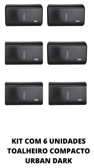 Imagem de Kit com 6 Uni Dispenser Papel Toalha Urban Compact Premisse - Preto