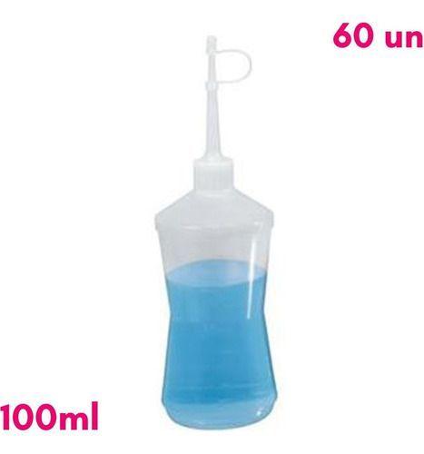 Imagem de Kit Com 60 Almotolias Transparente Bico Reto Frasco 100ml