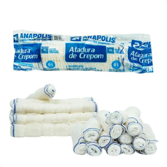 Imagem de Kit com 60 Atadura Crepe Crepom 13 Fios Anápolis 12CMX1,80M