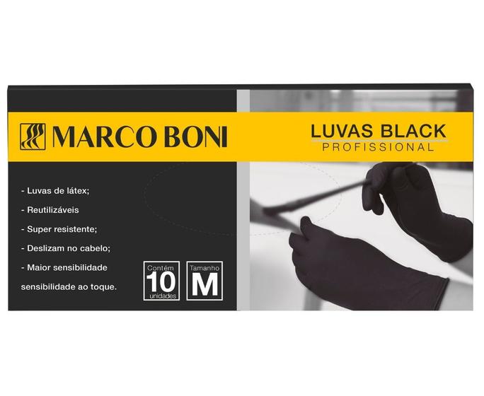 Imagem de Kit Com 60 Luvas Black Profissional Tam. M Latex Marco Boni