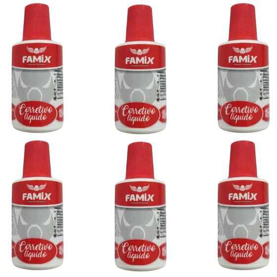 Imagem de Kit Com 6un Corretivo Liquido A base de Água 18ml - Famix