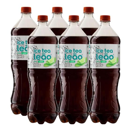 Imagem de Kit Com 6Und Chá Preto Ice Tea Limão Leão Zero Garrafa 1,5L