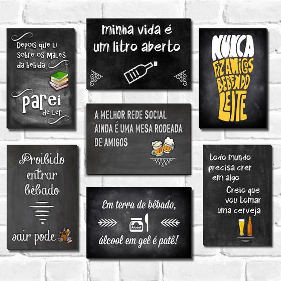 Imagem de Kit Com 7 Placas - Mdf - 30X20Cm - Frases De Boteco Cerveja