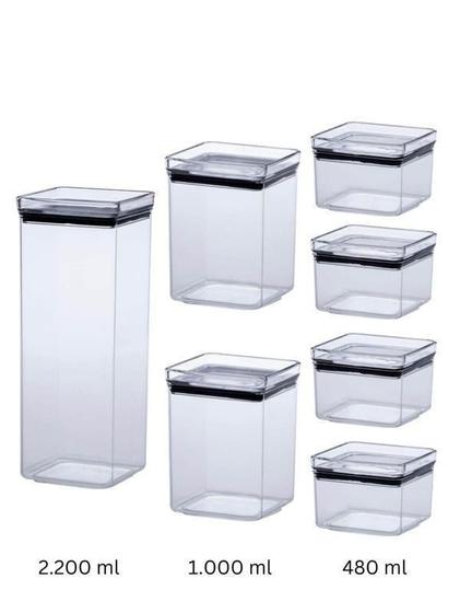 Imagem de Kit Com 7 Pote Acrílico Hermético Multiuso Porta Condimento