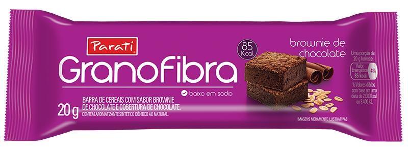 Imagem de KIT COM 72 BARRA DE CEREAL GRANOFIBRA PARATI 20g - BROWNIE DE CHOCOLATE