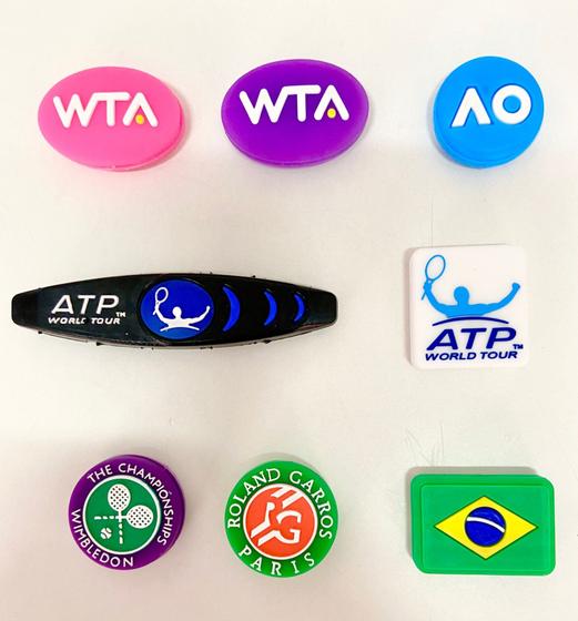 Imagem de Kit com 8 Antivibradores WTA + AO + ATP + Roland Garros + Wimbledon + Bandeira do Brasil