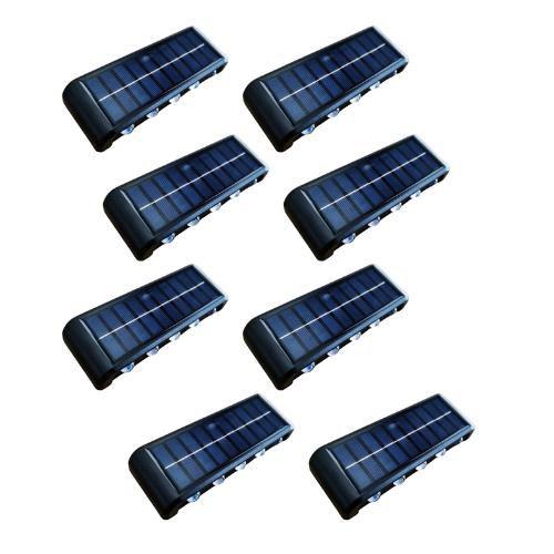 Imagem de Kit Com 8 Arandelas Solares De 6 Leds Para Jardim Escadas E Muros Ilumine Seu Espaço Exterior De Forma Econômica E Eficiente Refletor Led Solar
