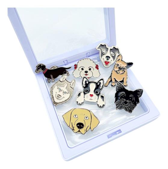 Imagem de Kit Com 8 Bottons Cachorrinhos Colecionáveis Pingente Pin