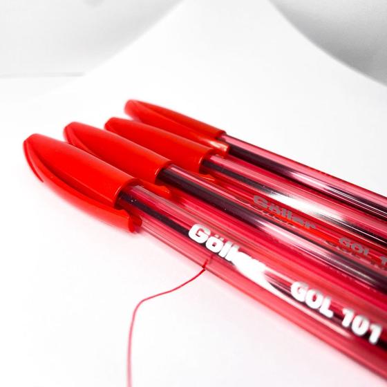 Imagem de Kit com 8 canetas azul preta e vermelha esferográficas escrita média escolar