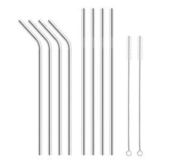 Imagem de Kit Com 8 Canudos Inox + 2 Escovinhas