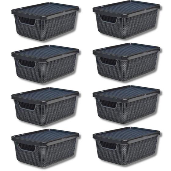 Kit Com 8 - Cesto Caixa Organizadora Juta - 2 Litros - Preto Menor preço em Kit Com 8 - Cesto Caixa Organizadora Juta - 2 Litros - Preto