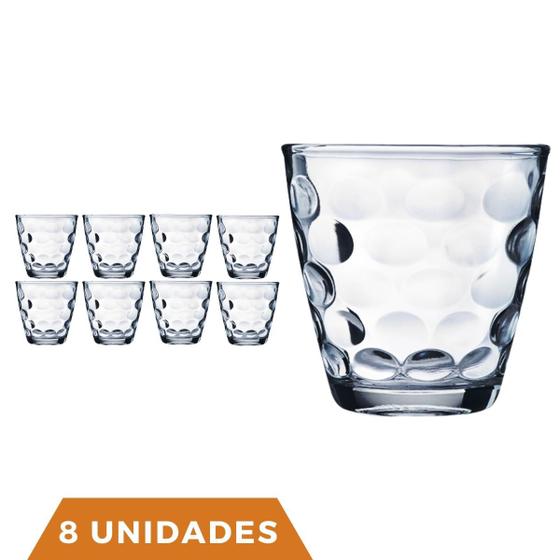 Imagem de Kit Com 8 Copos de Vidro Transparente 250ML Bangkok Redondo