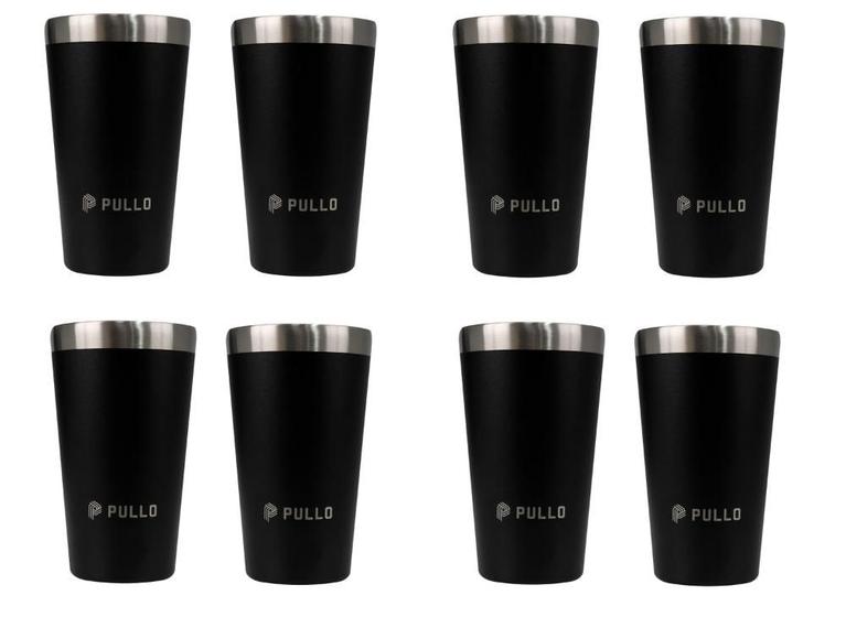 Imagem de Kit com 8 Copos Térmicos Pullo Fun 480ML Preto