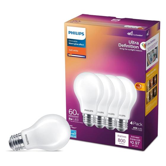 Imagem de Kit com 8 Lâmpadas LED Philips A19 Ultra Definition - 11,5W - 2700K - E26